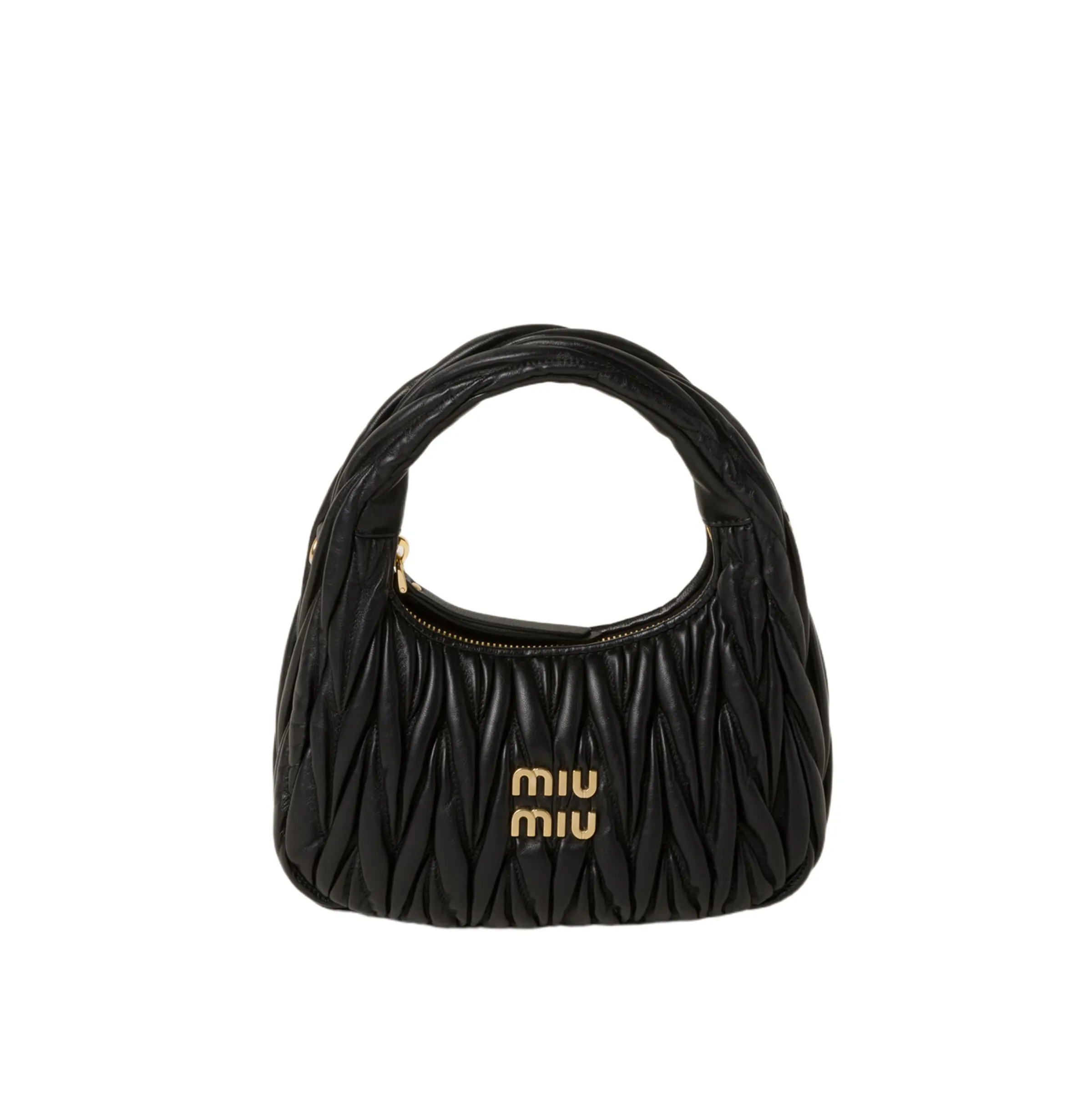 MiuMiu Wander matelassé nappa leather hobo bag 5BC125
