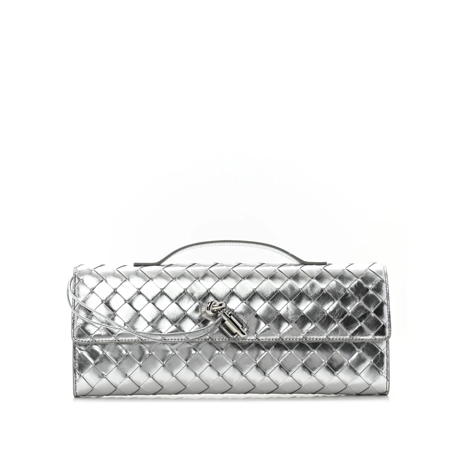 Bottega Veneta Andiamo Clutch Silver 741511