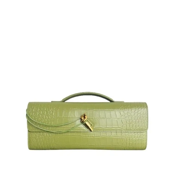 Bottega Veneta Andiamo Clutch Green in Crocodile Pattern 741511