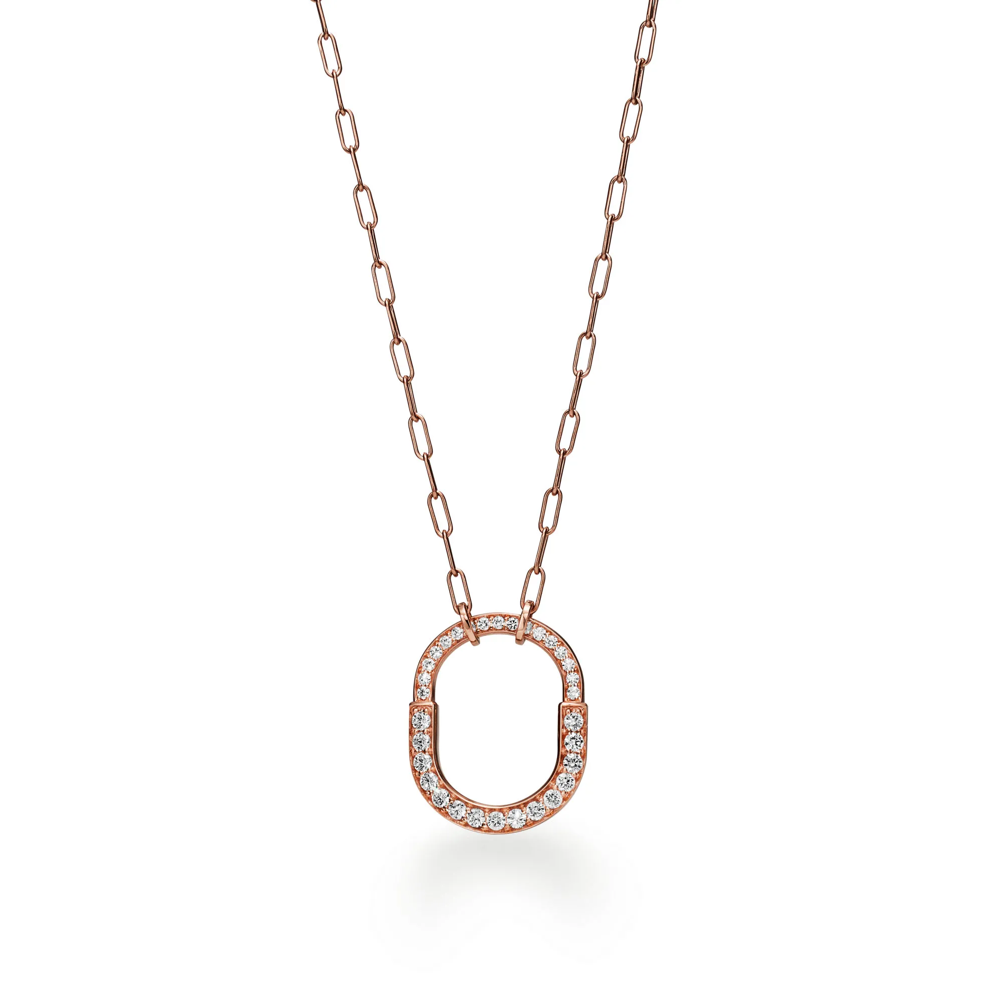 Tiffany Lock Necklace with Pavé Diamonds, Medium 72355741