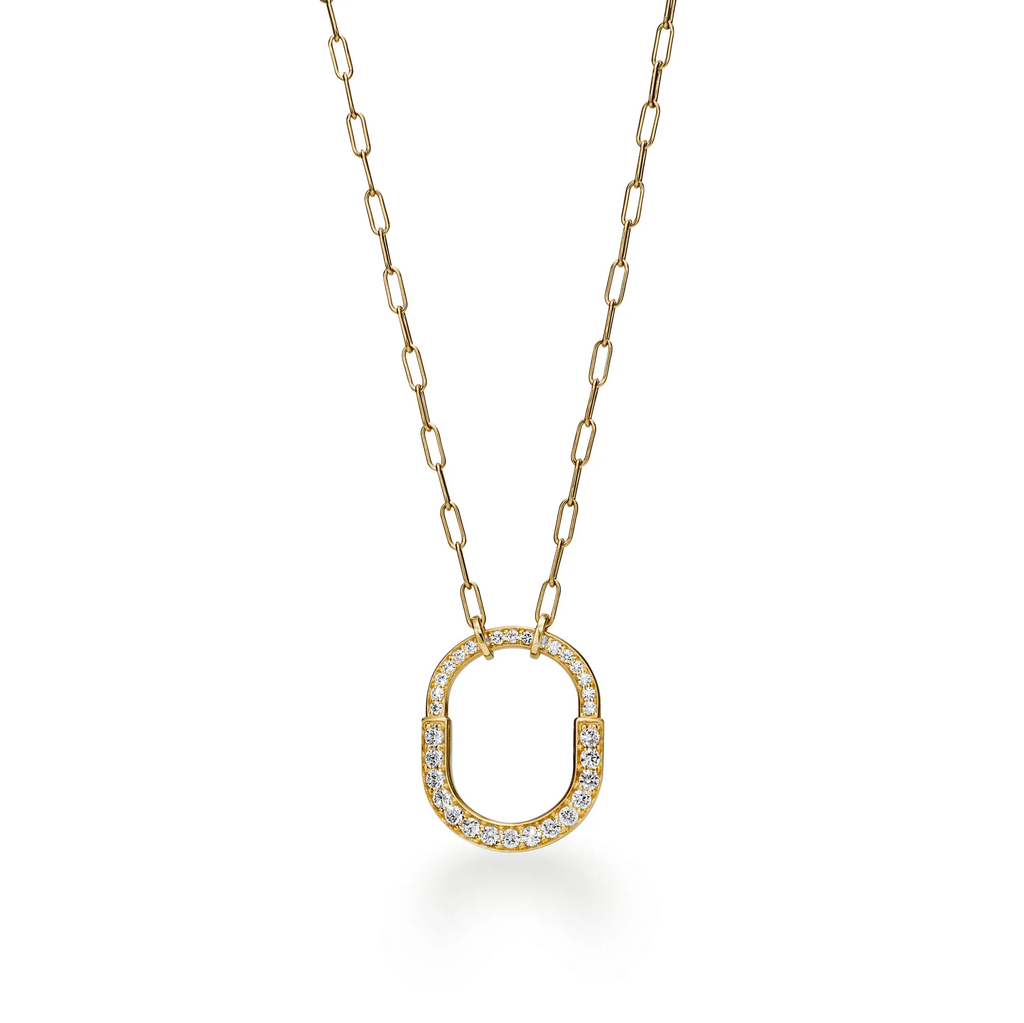 Tiffany Lock Necklace with Pavé Diamonds, Medium 72355776