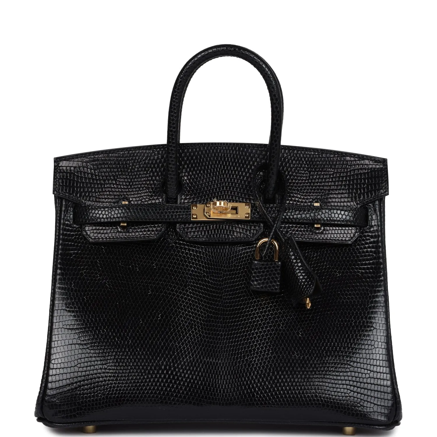 Hermès Birkin 25 Black Shiny Varanus Niloticus Lizard Gold Hardware