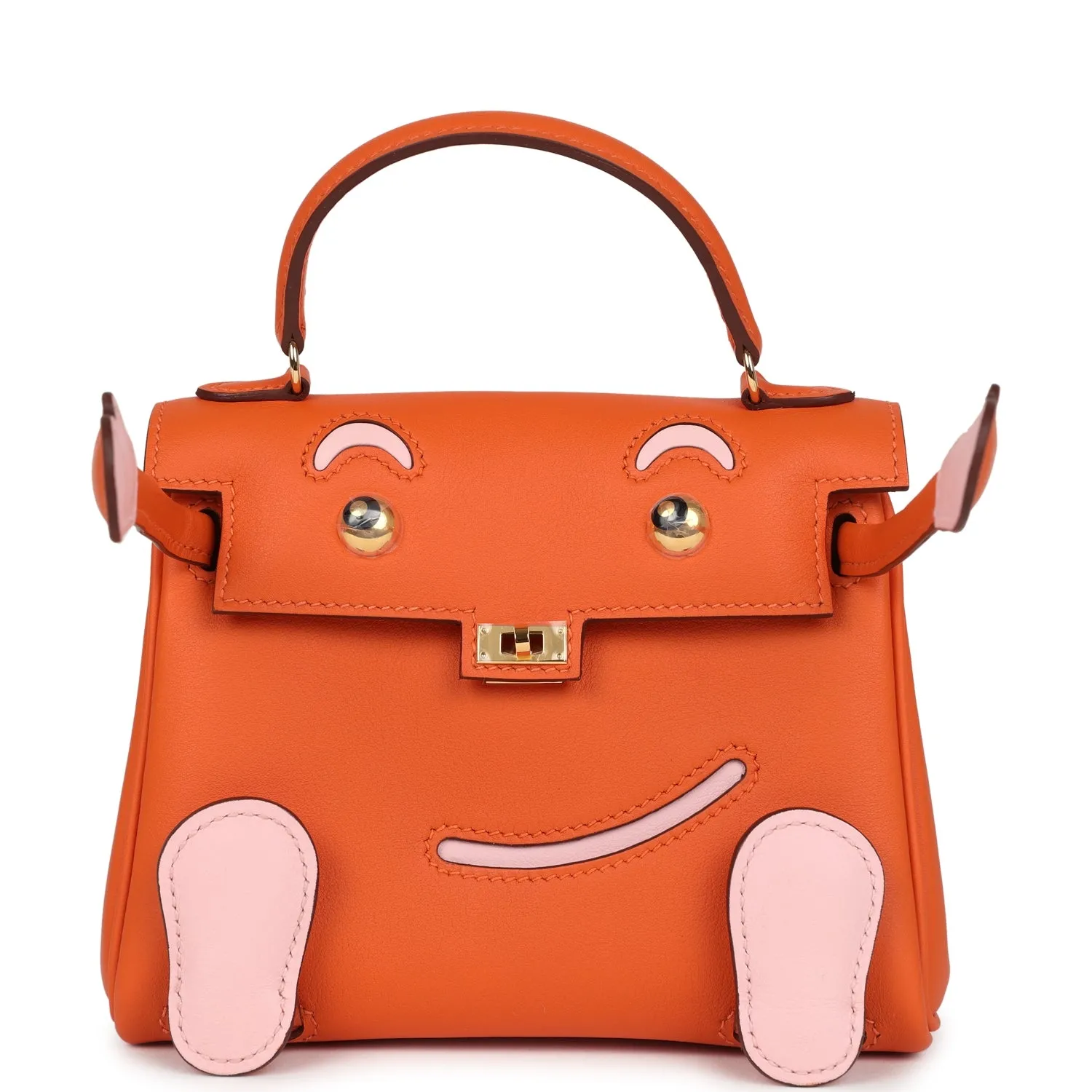 Hermès "Quelle Idolle" Kelly Doll Orange and Rose Sakura Swift Gold Hardware
