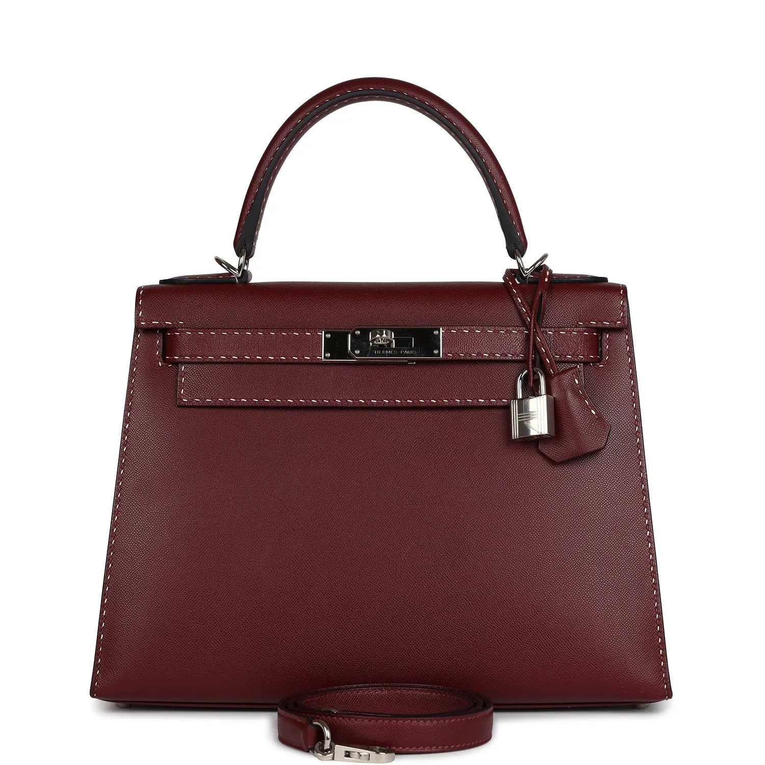 Hermès "Miss You" Kelly Sellier 28 Rouge H Monsieur Palladium Hardware