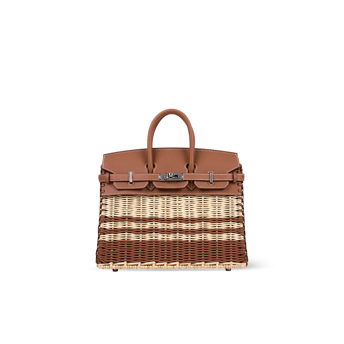 Hermès 25cm Birkin Picnic Striped Gold Swift Palladium Hardware H084582CKAB