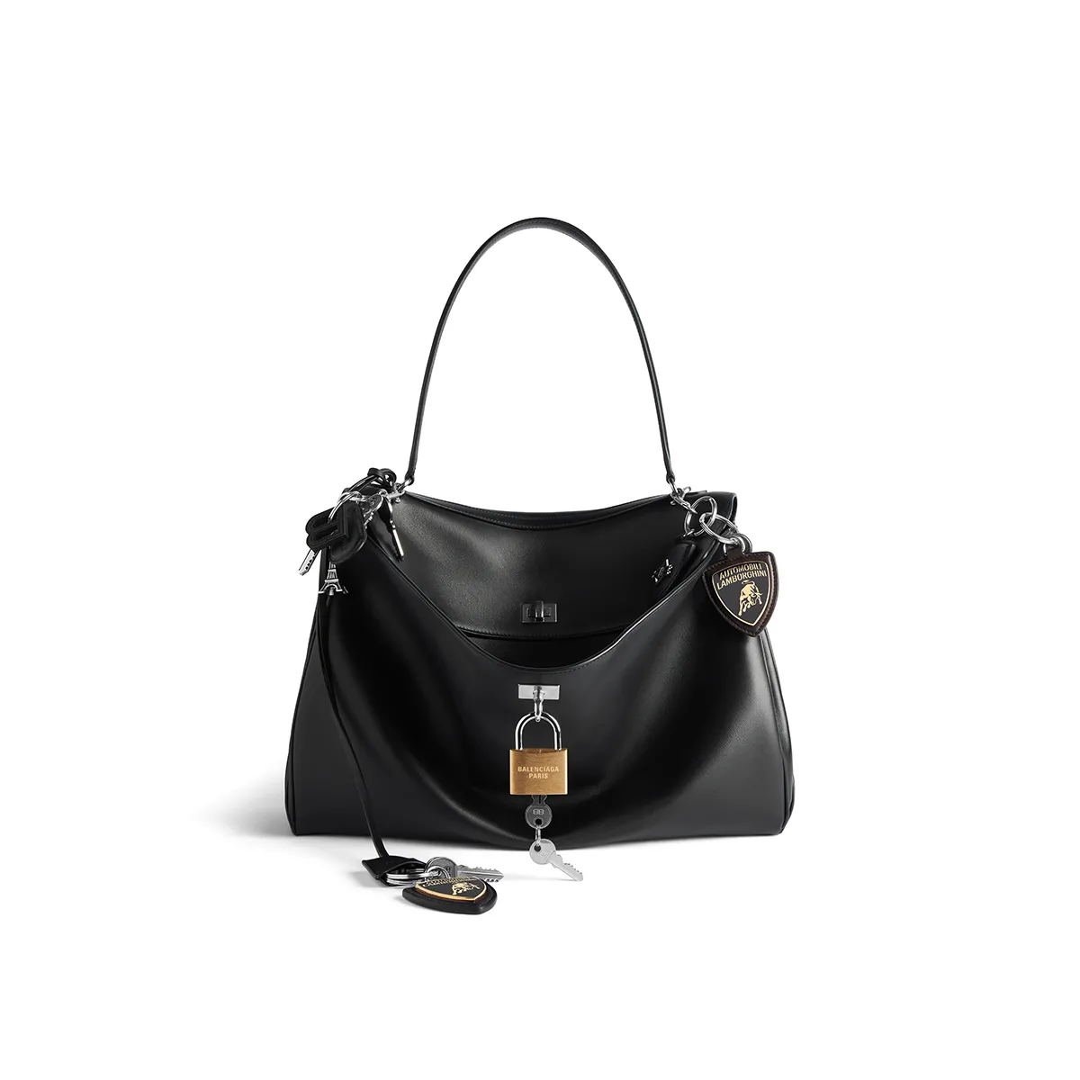 Balenciaga Men's Balenciaga Automobili Lamborghini Rodeo Handbag Large With Charms in Black 789744