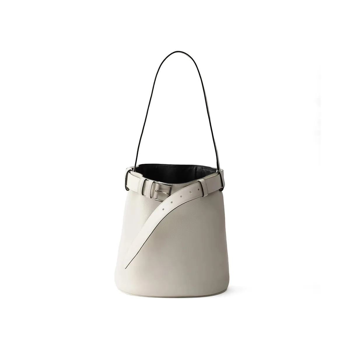 Prada Buckle Leather Bucket Bag With Belt 1BE085